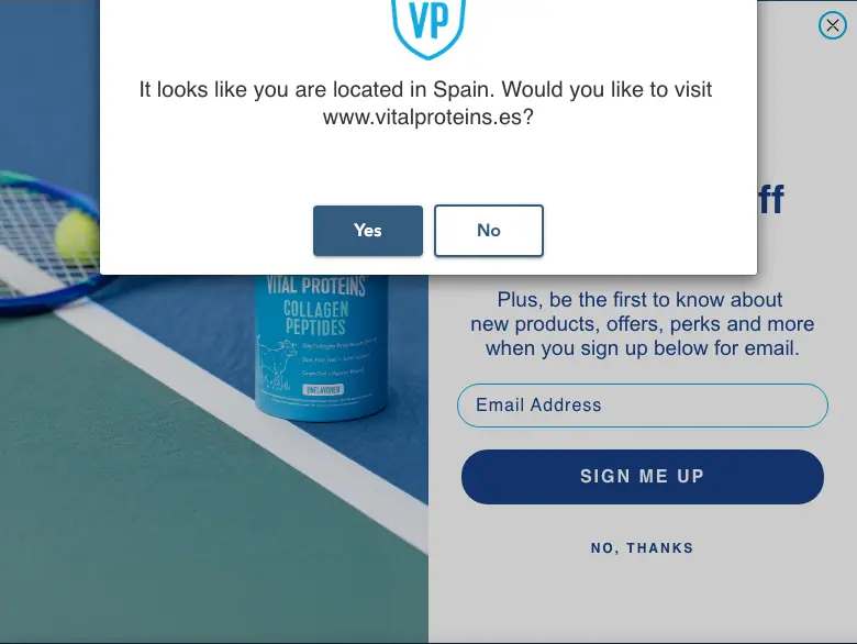 Vital Proteins embedded signup